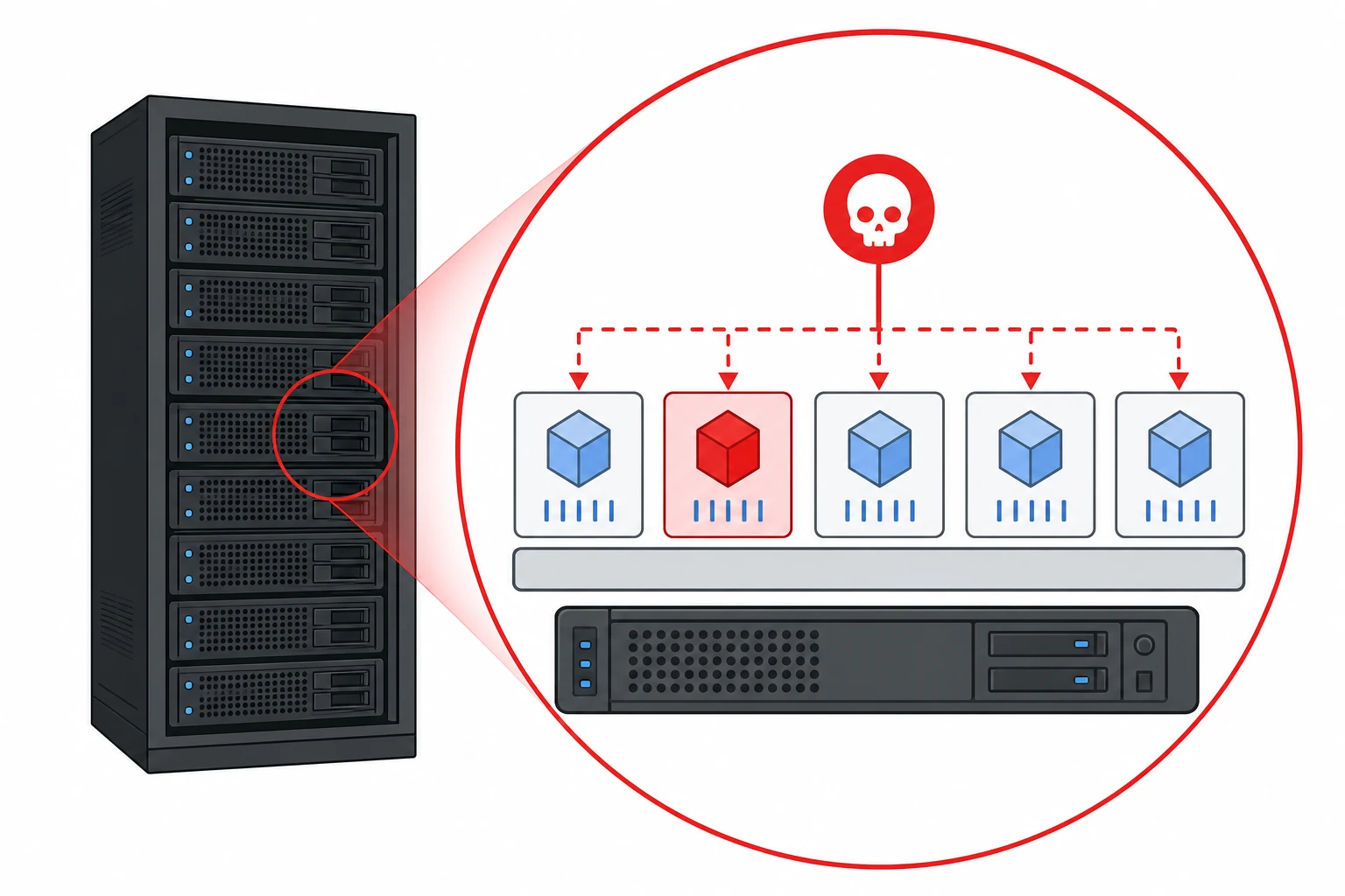 Ảnh nguy cơ bảo mật khi một VPS bị tấn công ảnh hưởng toàn server