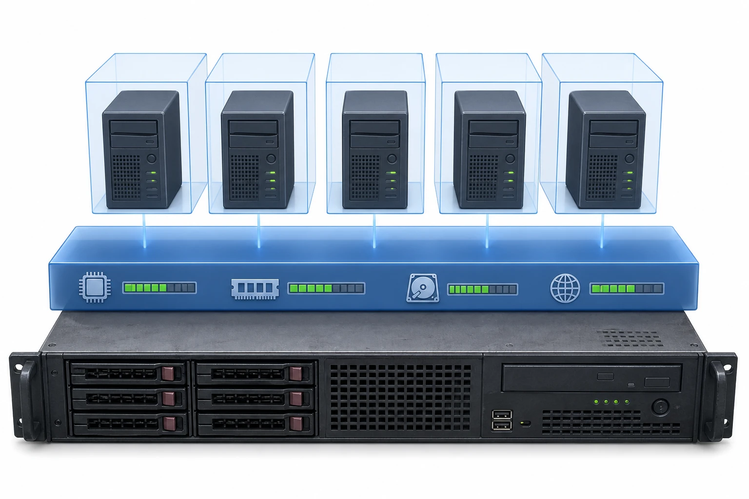 Ảnh minh họa máy chủ vps giá rẻ với nhiều VPS dùng chung tài nguyên