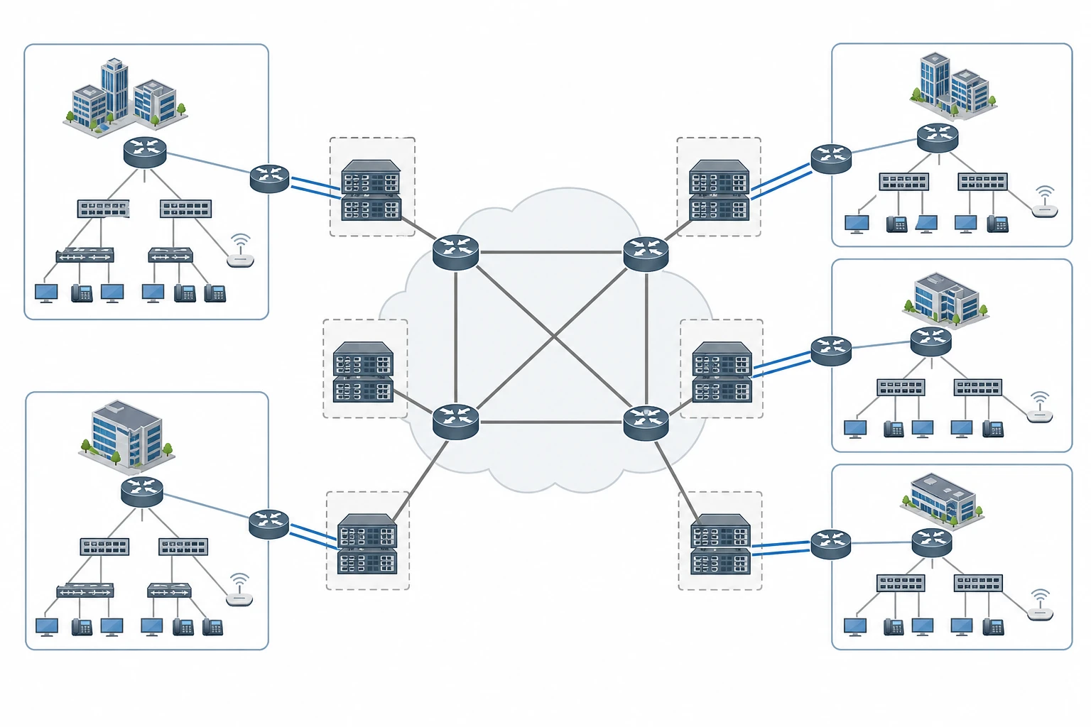 Sơ đồ topology Internet leased line cho doanh nghiệp Việt Nam, có keyword Internet leased line