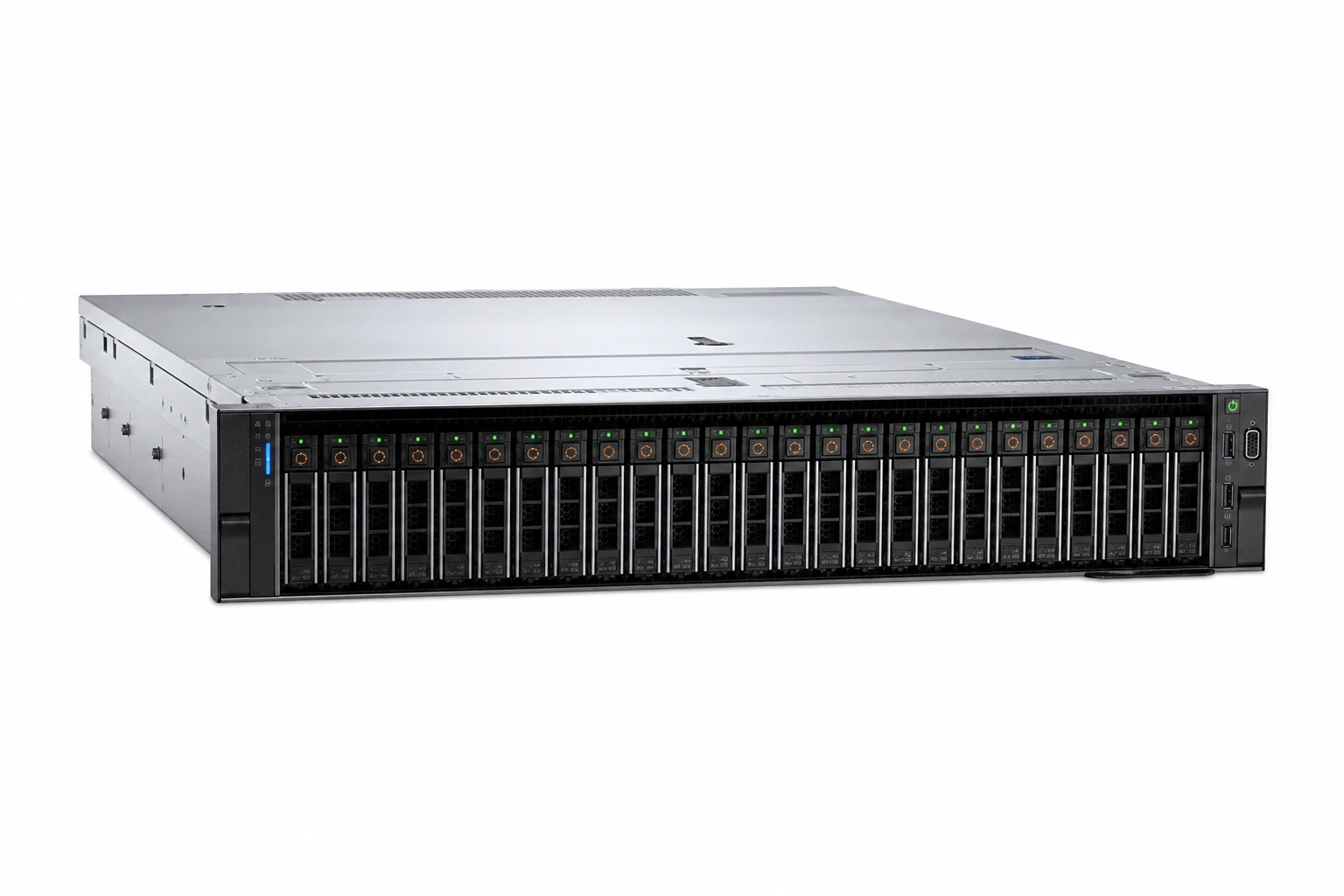Ảnh máy chủ R760 Dell mặt trước và các khe ổ cứng, đúng thực tế