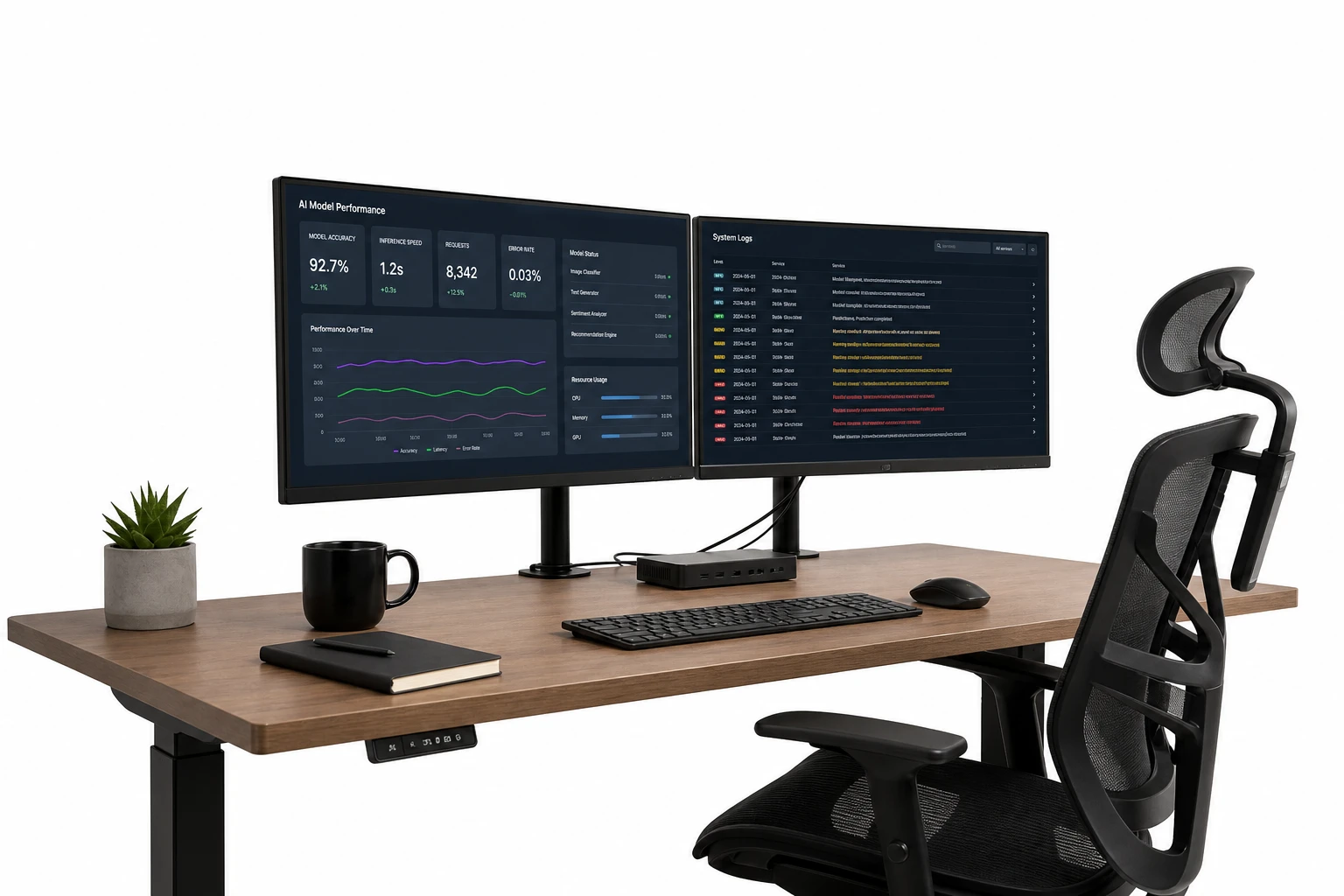 Hệ thống workstation với dashboard kiểm tra bot AI