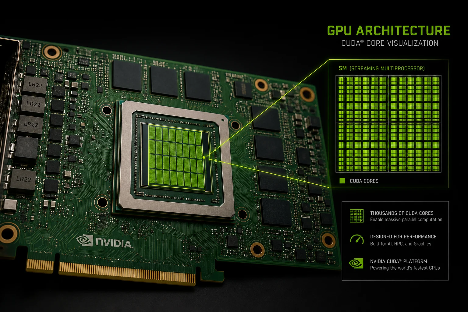 Mô phỏng bảng mạch GPU dùng cho AI cloud